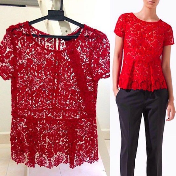 Zara Lace Peplum Top - Picture 5 of 5